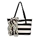 Fashion Big Striped Plaid Ladies Handbags Shoulder Bags Clutches Women Bag (Black)