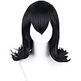 KiyaCos Black Wavy Vampire Betty Wig Short Natural Wave Curly Cosplay Wigs for Women with Bangs