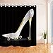 KOTOM Girly Decor Shower Curtain, Fashion Lady High Heel Shoe with Diamonds (No Glitter), Polyester Fabric Bath Curtains Set with Hooks 69W X 70L Inches, Silver Grey Yellow