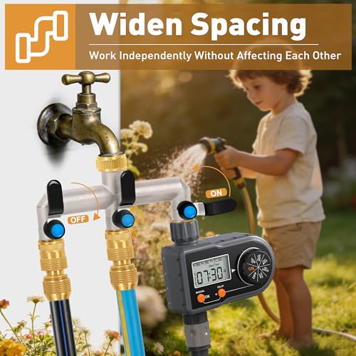 OPERMAXER 3-Way Tap Water Distributor, 304 Stainless Steel Handle, 3/4 Inch Brass Water Connection Distributor with Individual Shut-off Valves, 3 x 3/4 Inch Distributor Outlets for Appliances/Garden Hoses
