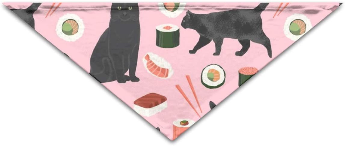CAP PILLOW HOME Pet Bandanas Black Cat Sushi Cute Cats Food Pink Triangle Bibs Scarfs For Small To Large Dogs Cats
