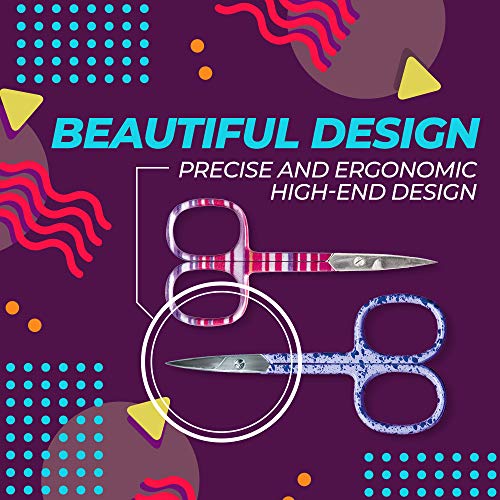 Titania Germany Cuticle Scissors w/Colored Handles - Premium Quality & Extra Sharp Stainless Toenail & Fingernail Trimmer w/Curved Blades For Precision Toe Nail & Finger Nail Cutting & Grooming