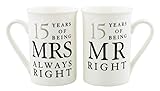 Haysoms Ivory White 15th Anniversary Mr Right & Mrs