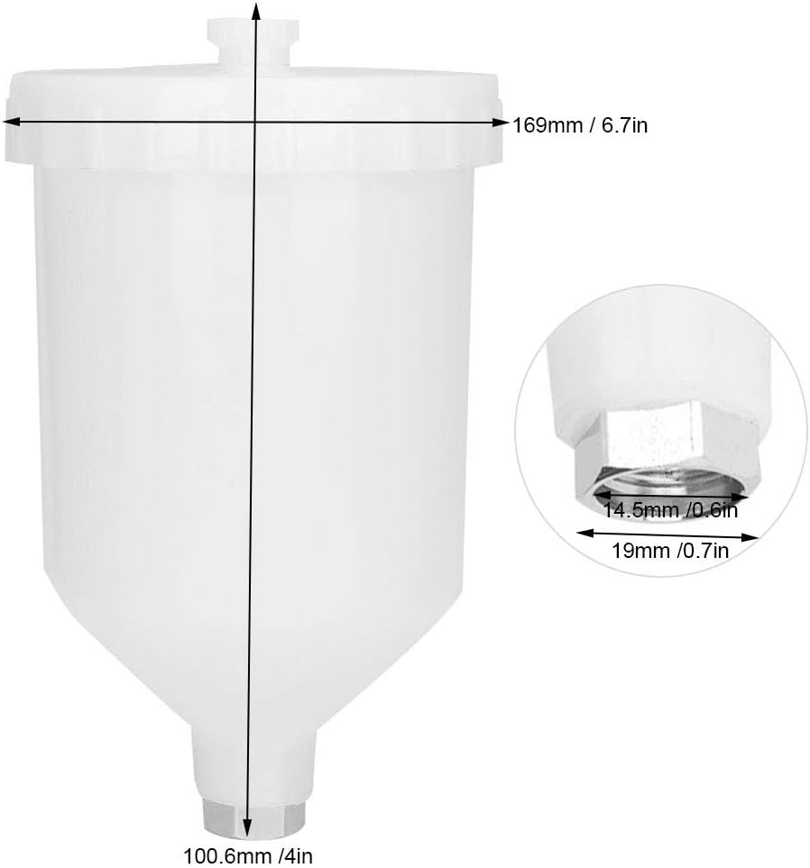 Fafeicy 600ml Spray Gun Pot for Paint Sprayer High Hardness Plastic Paint Cup with Stainless Steel Threaded Connector - Image 4