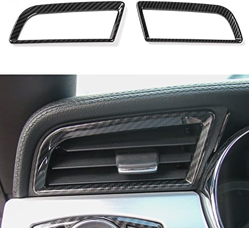 2X Carbon Fiber Grain Car Dash Board Left &amp; Right Air Outlet Vent Ring Sticker Decal Trim For Ford Mustang 2015-2017 Car Styling