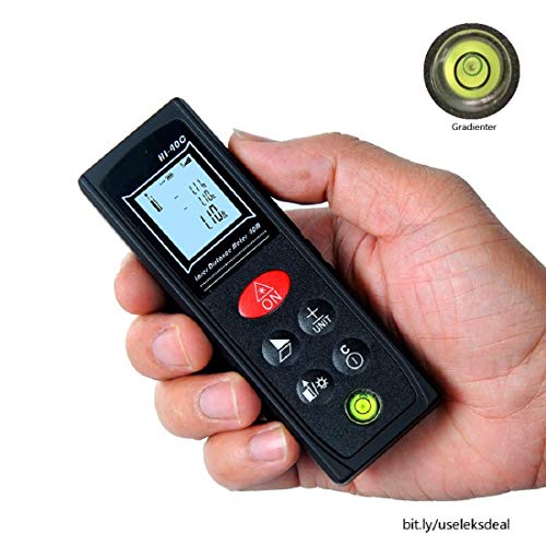 Portable Pocket Digital Laser Distance Meter - High Integration Light Handheld 60M 196FT Distance Continious Length Area Volume Pythagorean Measurement Tools Backlight LCD