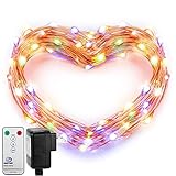 Fairy Lights, DecorNova 120 LED 39.4 Feet Copper Wire Firefly String Lights with 3V Adapter and Remote for Holiday Parties Bedroom Wedding Christmas Decorations, Multi-Color