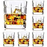 First to act tactical Premium Crystal Whiskey Glasses Set of 6 Large Lead-Free Crystal Glass Tasting Cups Scotch Glasses Tumblers for Drinking Irish Whisky Bourbon Tequila (Square Pattern, 6*10.8oz)