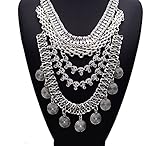 Girl Era Gorgeous Multilayer Retro Chorker National Diamond Accessories Pendant Bib Temperament Necklace Womens(white)