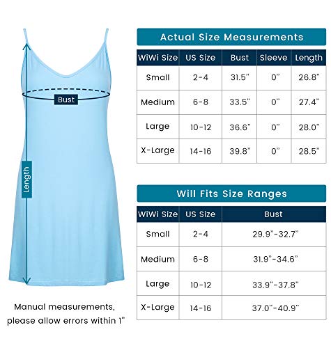 WiWi Women's Bamboo Viscose Slip Nightgown - Lightweight Comfy Chemise, S-4X Sizes (Pure White, X-Large)