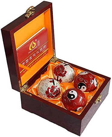 Hjyi Baoding Balls,Chinese Health Balls with Chimes and Yin Yang (Balance) Symbol Health balls stimulate acupressure points Massage Balls Relief Hand Exercise