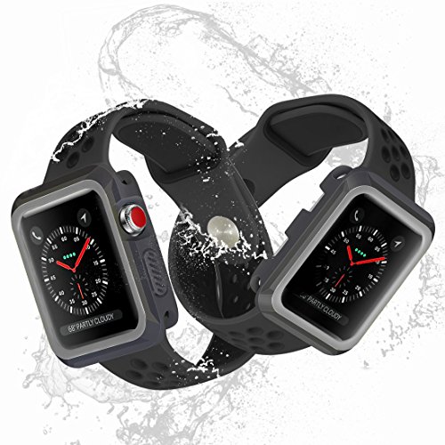 Apple Watch Case, iitee 42mm Rugged Slim Protective iWatch Case for Apple Watch Series 3/2/1 â€“ Polycarbonate + Soft TPU Bumper (Black/Grey)