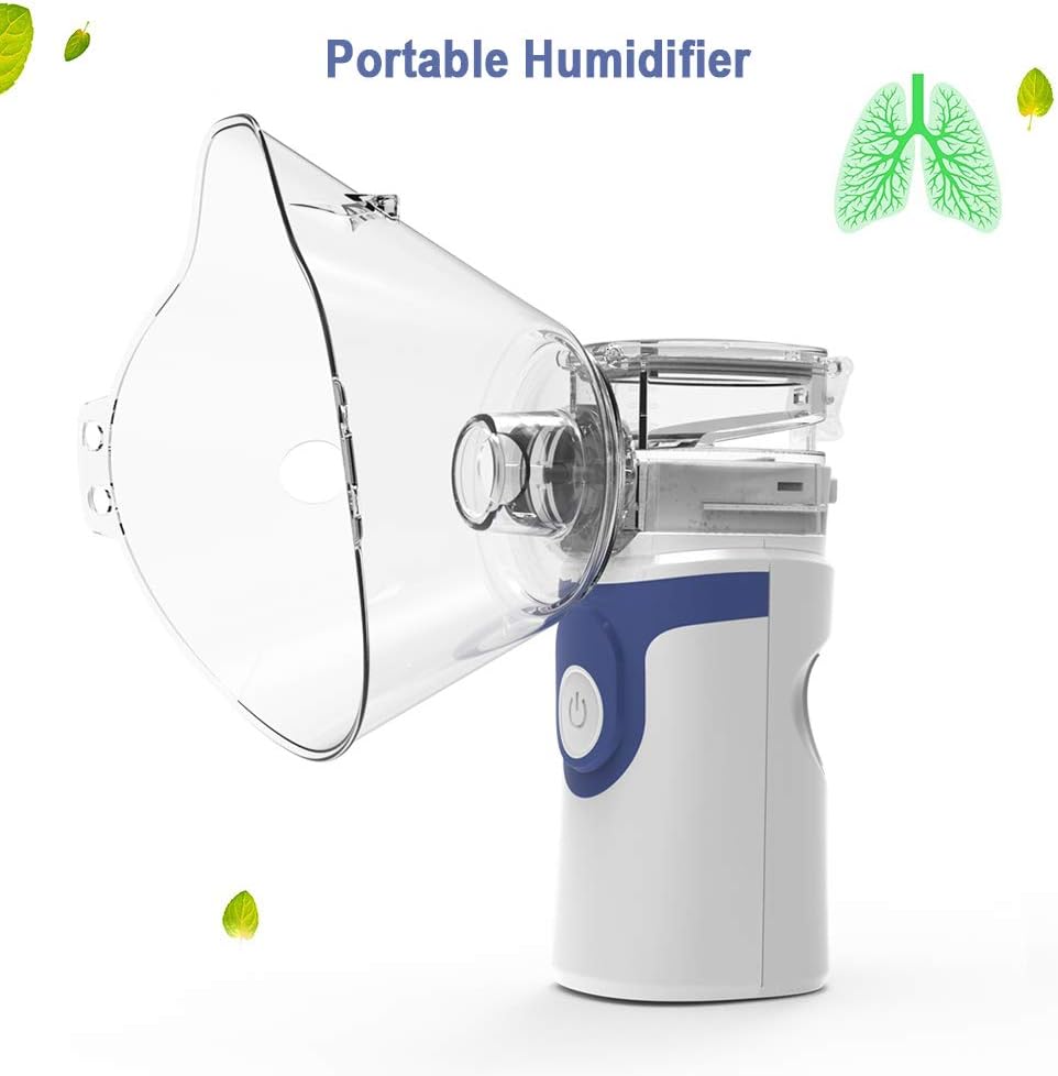 Portable Humidifier Handheld Diffuser Mini Air Moisturizer Machine Cool Mist Self-Cleaning for Adults & Kids Travel or Home Daily Use (Blue)