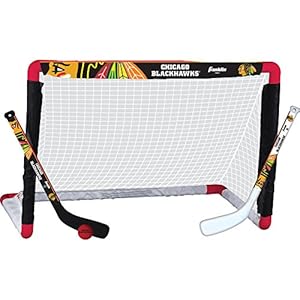 Franklin Sports NHL Mini Hockey Sets – Knee Hockey Goal, Ball, & 2 Hockey Stick Combo Set – Mini Goal Net – NHL Official…