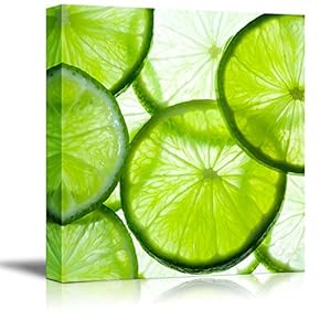 Canvas Prints Wall Art - Refreshing Lime Slices Close Up | Modern Wall Decor/Home Decoration Stretched Gallery Canvas Wrap Giclee Print. Ready to Hang - 12" x 12"