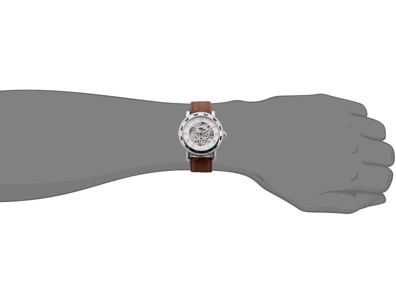 Sewor Men\'s Teampunk Trasparent Skeleton Analog Leather Mechanical Wrist Watch (White)