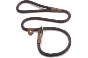 Mendota Pet Slip Leash - Dog Lead and Collar Combo - Made in The USA - Dark Brown, 1/2 in x 6 ft - for Large Breeds