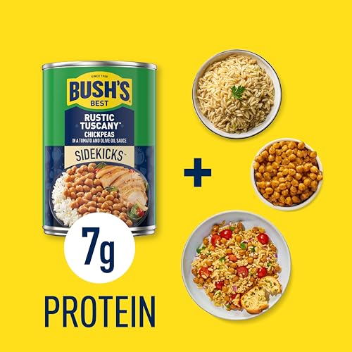 BUSH’S BEST GARBANZOS CHICKPEAS, RUSTIC TUSCANY FLAVOR, SOURCE OF PLANT BASED PROTEIN AND FIBER, LOW FAT, GLUTEN FREE, 15.5 OZ