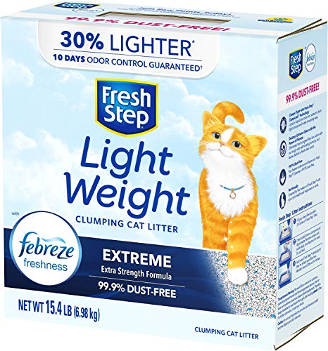 FRESH STEP LIGHTWEIGHT EXTREME SCENTED LITTER WITH THE POWER OF FEBREZE, CLUMPING CAT LITTER, 15.4 POUNDS (PACKAGE MAY VARY)