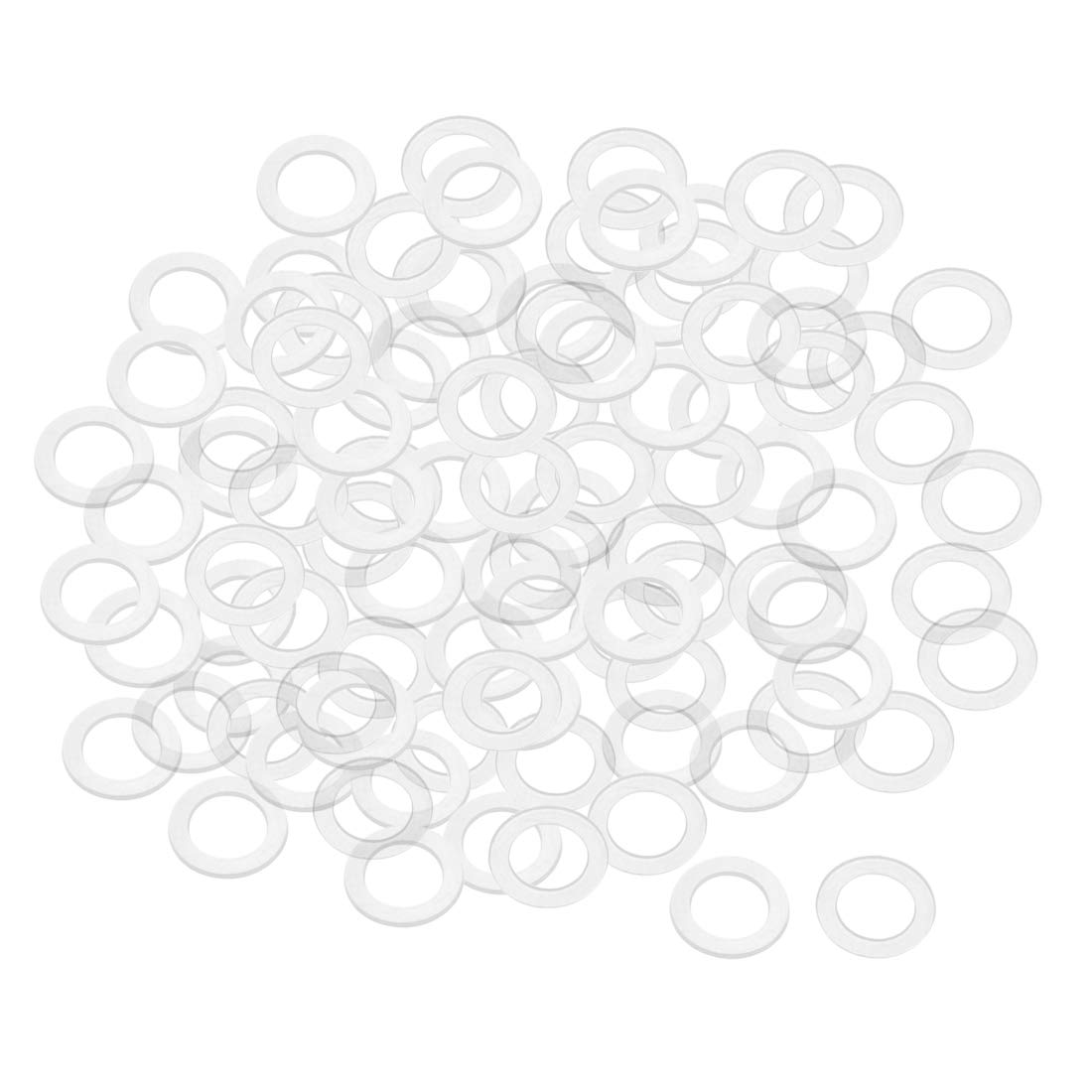 sourcing map Nylon Flat Washers M10 16mm OD 10mm ID 1mm Thickness Sealing Gasket for Faucet Pipe Water Hose, Clear, Pack of 100