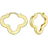 RUKYF Dainty Clover Hoop Earrings for Women Classic Statement Earrings for Four-Leaf Clover Jewelry Christmas Valentine's Day Gift