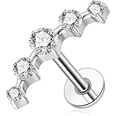 G23 Titanium Flat Back Earrings Studs 20g 18g 16g F136 Titanium Labrets Press Fit Threadless Push In Dainty Cartilage Helix Conch Lobe Lip Tragus Piercing Jewelry Push Back