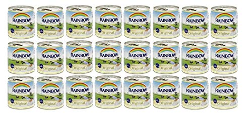 Rainbow Evaporated Milk Full Cream Sterilized 6oz. 170gm each 24 Cans حليب أبو قوس مبخر كامل الدسم افضل صديق للشاي