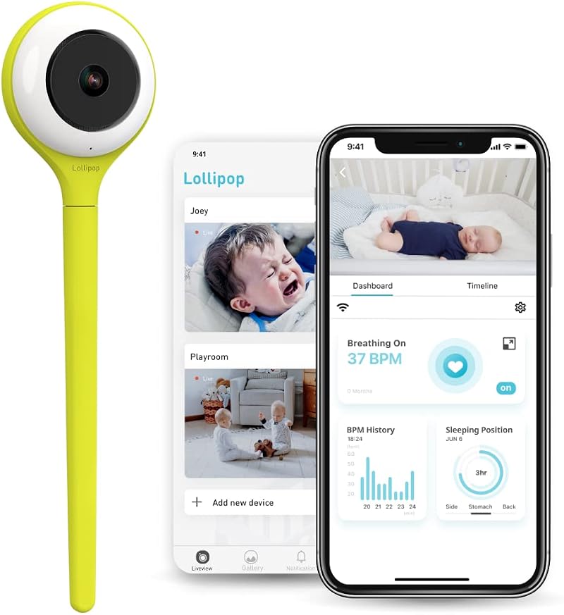 Lollipop Baby Monitor Pistachio Contactless Breathing Monitoring WiFi Smart AI