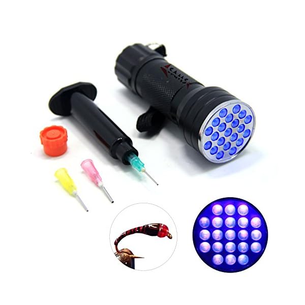 SAMS-Fishing-21-LEDs-Super-Bright-Light-UV-Glue-Cure-Flashlight-and-Syringe-Coating-Tools-For-Fly-Tying-UV-Kits-Buzzer-Bug-Nymph-Head-Body-Trout-Flies-Making