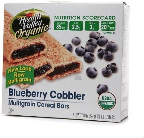 Health Valley Organic Multigrain Cereal Bars, Blueberry Cobbler? ea by Health Valley Organic