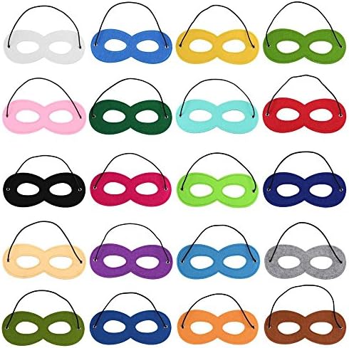 FelizCoche 20 Pieces Superhero Masks Eye Masks Felt Cosplay Masks Party Dress Up Masks with Elastic Rope for Party, Multicolor