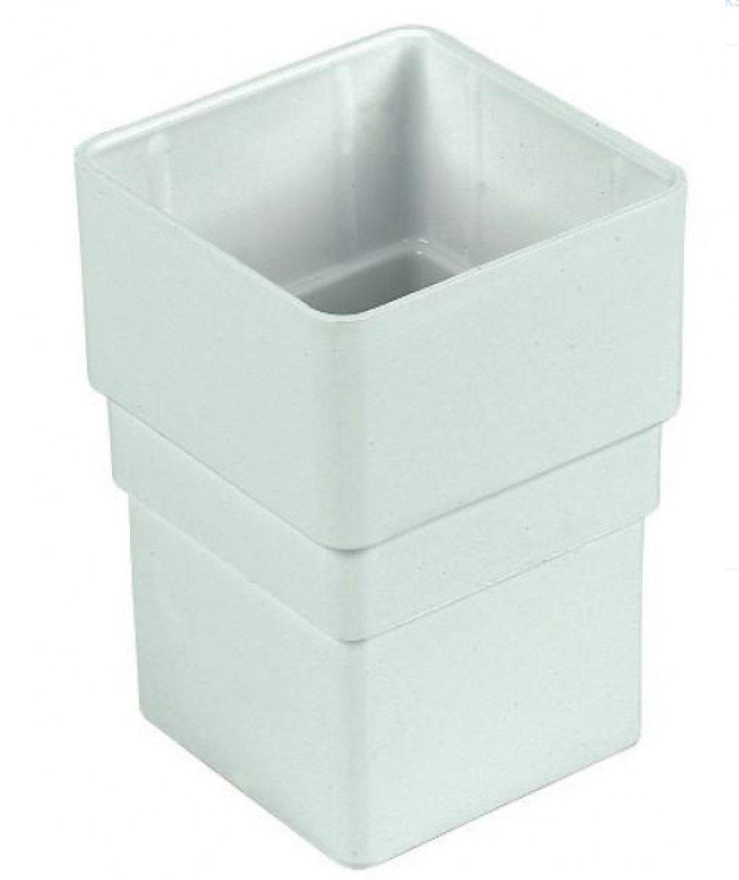 FLOPLAST 65mm Square Downpipe Socket - White - Pack of 2