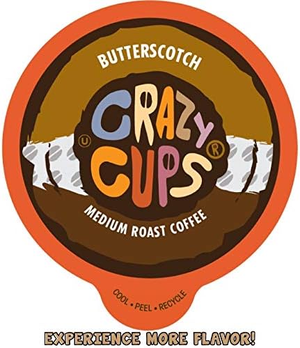 Crazy Cups Flavored Coffee for Keurig K-Cup Machines, Butterscotch, Hot or Iced Drinks, 22 Single Serve, Recyclable Pods