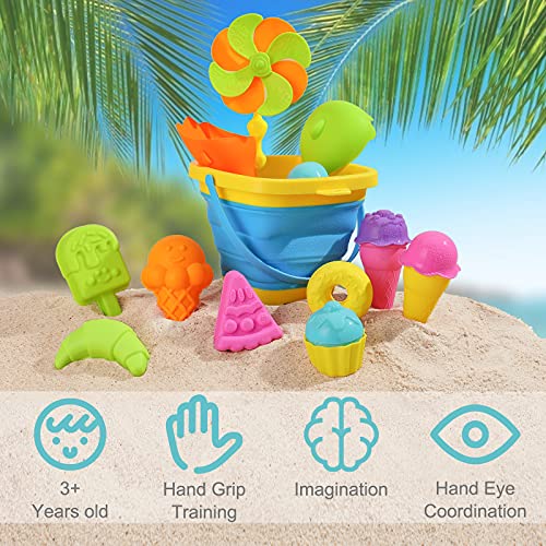 Shindel 25PCS Kids Beach Sand Toys Set, Sand Tools with Bucket Pinwheel Shovels Ice Cream Mold Set, Kids Outdoor Toys