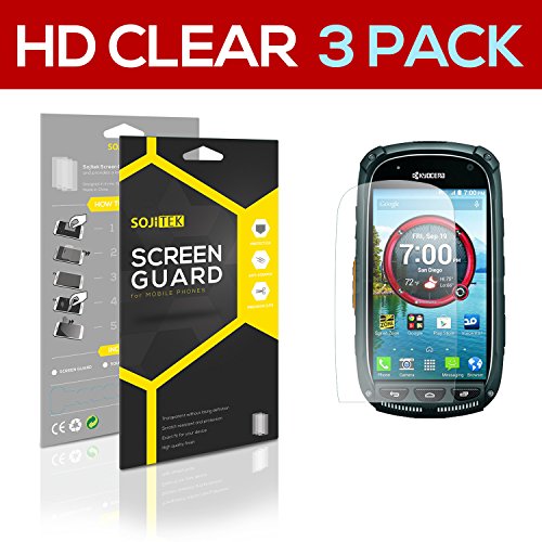 SOJITEK Kyocera Torque XT E6715 Premium Ultra Crystal High Definition (HD) Clear Screen Protector [3-Pack] - Lifetime Replacements Warranty + Retail Packaging
