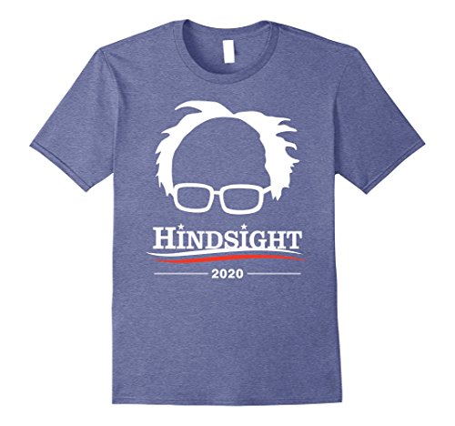 Mens Bernie Sanders Hindsight 2020 T-Shirt Large Heather Blue