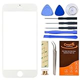 4.7 Inch iPhone 7 White Front Outer Lens Glass Screen Replacement, CrazyFire Repair Kit Include Screen Lens Glass+1MM Adhesive Tape+Tools Kit+1 Pair Tweezers+1 Roll Micro Wire Screen Seperator