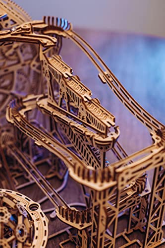 Wood Trick Galaxy Marble Run - 3D Puzzles in Bois à construire pour adultes - Fonctionnement électrique - Model Kits en Bois de montagnes russes pour adultes à construire