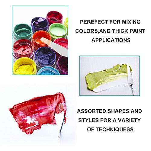 YOUNG4US 10-Piece Painting Knife Set, Stainless Steel and Wood Handle Spatula Palette Knife Mixing Scraper for Oil Paint Color Mixing, 2 PACK