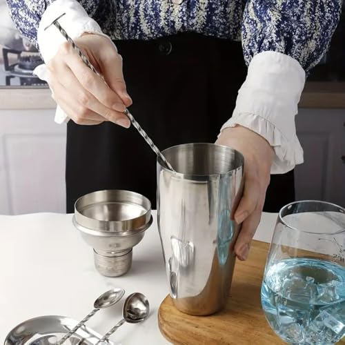 Colher Bailarina em Aço Inox, Cabo Alongado Espiral e Disco Resistente à Temperatura Ideal para Drinks e Jara de Suco