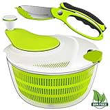 Salad Spinner Dryer, iLove Cooking Grips Salad Spinner with Vegetable Scissors - Large Capacity; BPA Free Certified; Easy Spin for Tastier Salads & Dishwasher Safe