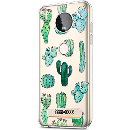 Case for Moto Z3,Moto Z3 Play Case (2018) Crystal Clear Art Panited Design Soft Flexible TPU Ultra-Thin Transparent Rubber Gel TPU Protective Case Cover for Moto Z3 Silicone Case,Cactus Prickly pear