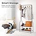 LANGRIA Heavy Duty Commercial Grade Clothing Garment Rack, 2-Tier Entryway Metal Coat Rack and Shoe Bench Storage Stand with Single Rod and 4 Hooks for Home Office Bedroom Max Capacity 66.1lbs, Black