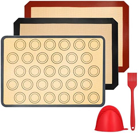 Vemingo Tapis de Cuisson en Silicone,3 Pièces sans BPA Anti-Adhérent Toile Feuille de Cuisson Patisserie,Inclure Gant de Cuisine et Brosse en Silicone, Réutilisable, Facilement Lavabet(40 * 30) - Cuisine A Vivre Vemingo Tapis de Cuisson en Silicone,3 Pièces sans BPA Anti-Adhérent Toile Feuille de Cuisson Patisserie,Inclure Gant de Cuisine et Brosse en Silicone, Réutilisable, Facilement Lavabet(40 * 30)