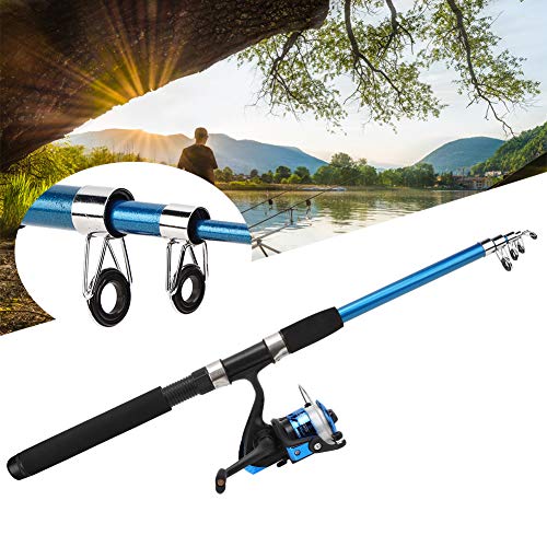 Cocoarm Angelrute Teleskop Angeln Tragbares Fiberglas Angelruten Set mit Angelschnur Angelköder Set Zubehör(2.1m) – Bild 6