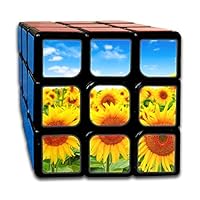 Custom 3x3 Cube Puzzle Toy Best Brain Training Toys 3x3x3 Sunflowers Field On Sky A Speed Cube 3x3 Party Game for Boys Girls Kids Toddlers-55mm