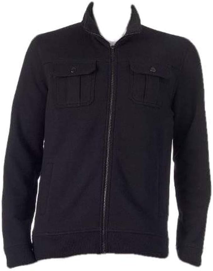 Apt 9 Men's Black Modern Fit 4 Pocket Marled Fleece Military Jacket Coat-Size MT at Amazon Menâs 