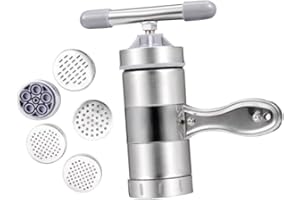VOSAREA Stainless Steel Manual Noodle Maker with Moulds Easy to Use Kitchen Pasta Press Machine for Homemade