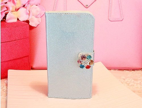 Fashion Feather Silk Series PU Leather Crystal Diamond Card Flip Card Slot Holder Case Cover for Huawei Mobile Cell Phone (Huawei Ascend P1 U9200, blue)