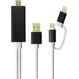 Eximtrade 2in1 HDMI Cable MHL Lightning Micro USB 1080P Connector Converter Adapter 2 Meters for Apple iPhone 5/5s/6/6s/6 Plus/6s plus/7/7 Plus, Samsung Galaxy S4/S5/S6/S6 Edge/S6 Edge Plus/S7 Edge/Note 3/Note 4/Note 5, HTC One, Motorola, Sony Xperia, Other Android Smartphones